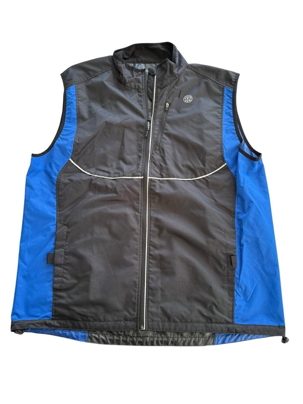 Golds Gym size large / xl reflective Men's Black Blue Lightweight Zip Front Vest